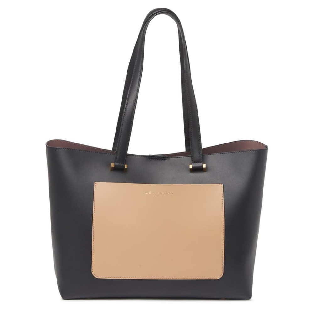 Donna Karan Black Tote with Beige Front Pocket